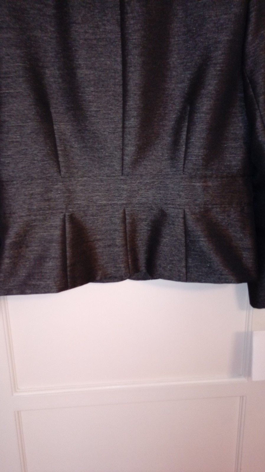 Le Suit Jacket Charcoal Gray Leopard Print Lining Size 16 Petite