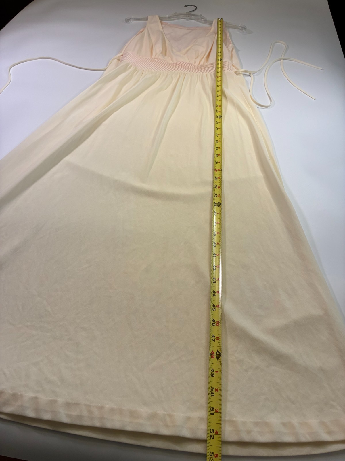 Vintage MISS ELAINE LONG GRECIAN NIGHTGOWN Small IVORY BLUSH Goddess Siren READ