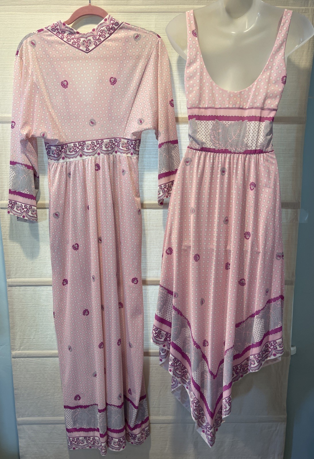 VTG 60&rsquo;s Emilio Pucci for Formfit Rogers Pink Floral Nightgown/Robe Set~XS~EUC