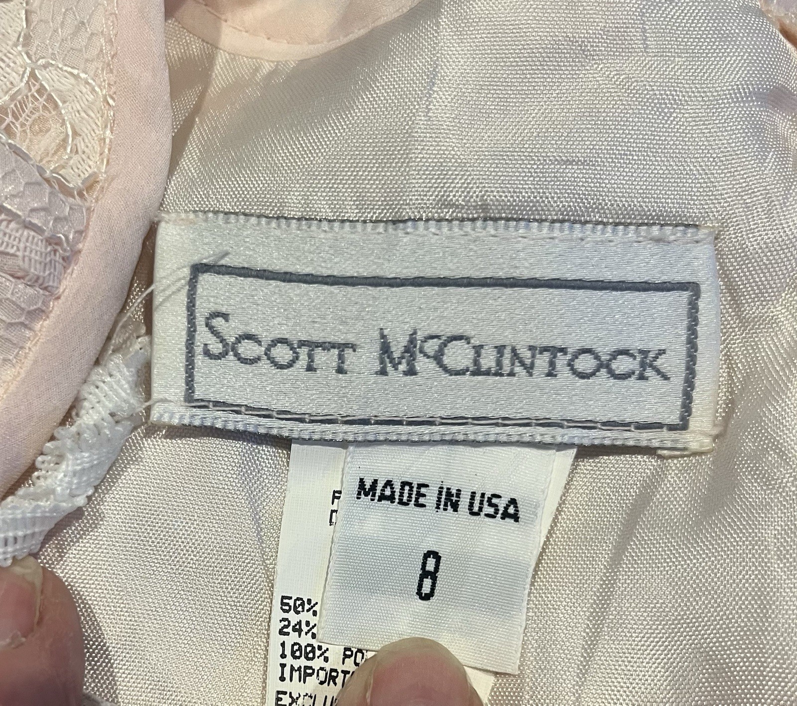 Vintage Scott McClintock Blush Pink Dress Lace Drop Waist Size 8 Pretty In pink!