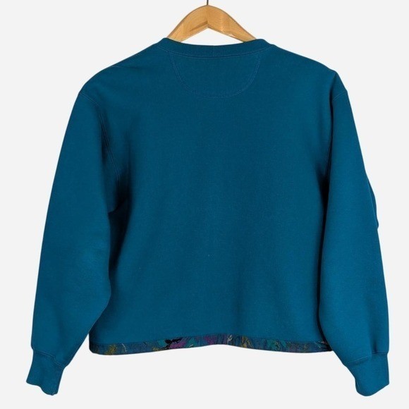 Vintage Lands&rsquo; End Crazy Quilt Patchwork Open Front Sweatshirt Small