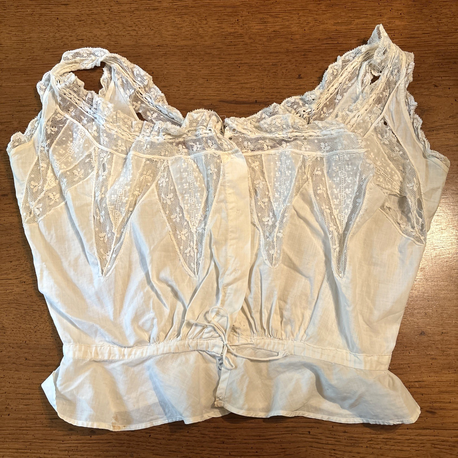 ANTIQUE VICTORIAN EDWARIAN CAMISOLE CORSET COVER LACE COTTON S Grannycore Read
