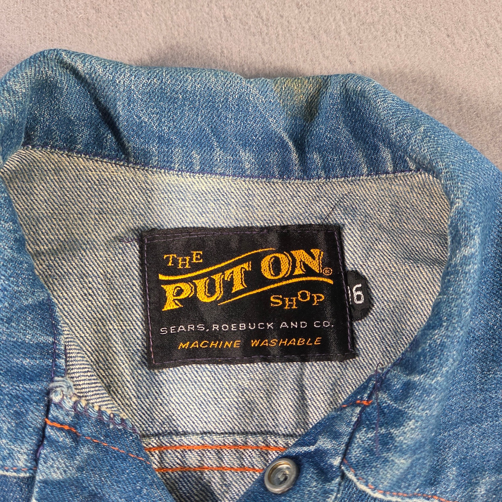 Vintage Sears Jacket Womens Small Denim Snap Put On Shop 80s Workwear Distressed