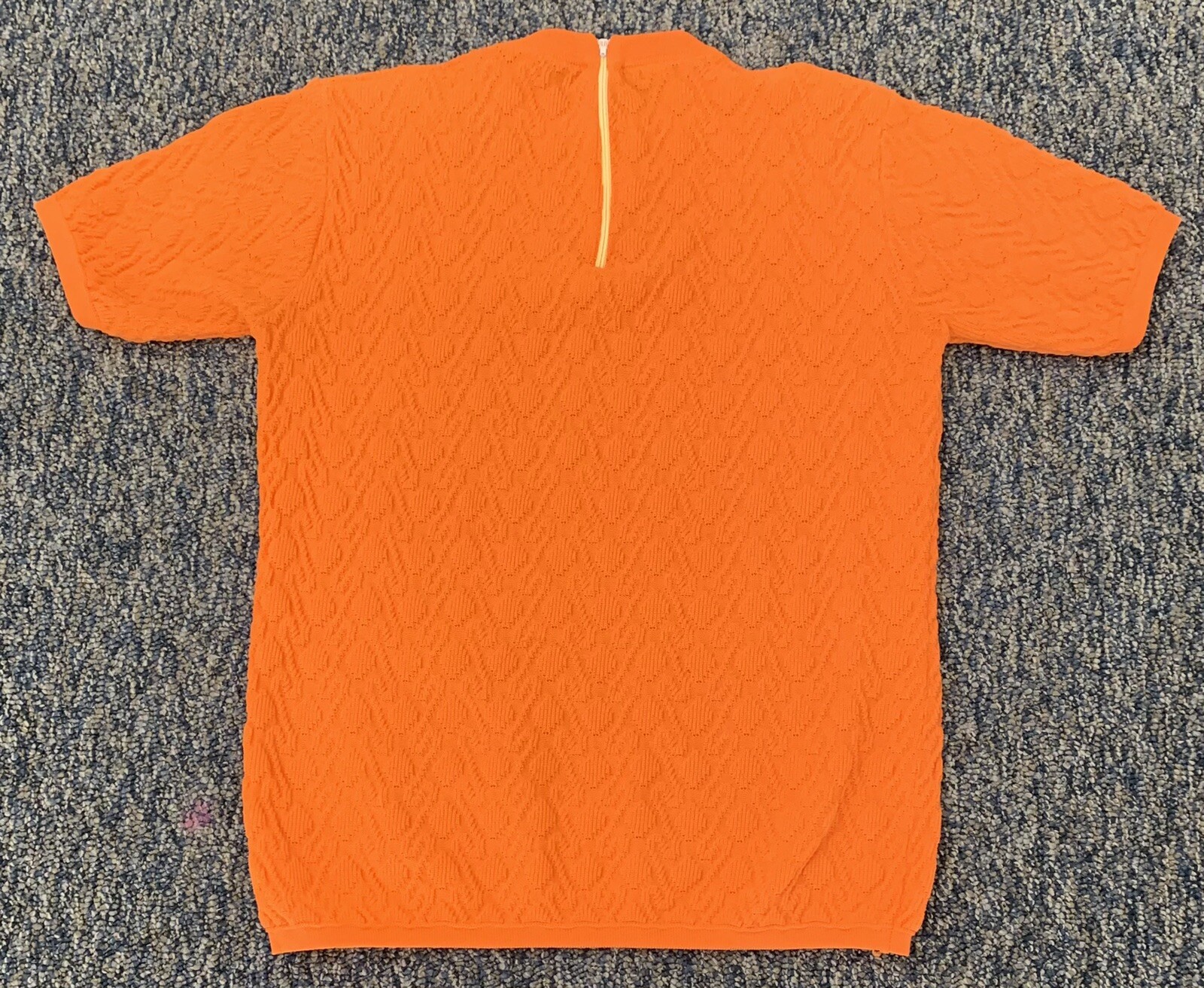 Vintage Miss Holly Top Orange Polyester Short Sleeve Made in Hong Kong size 38