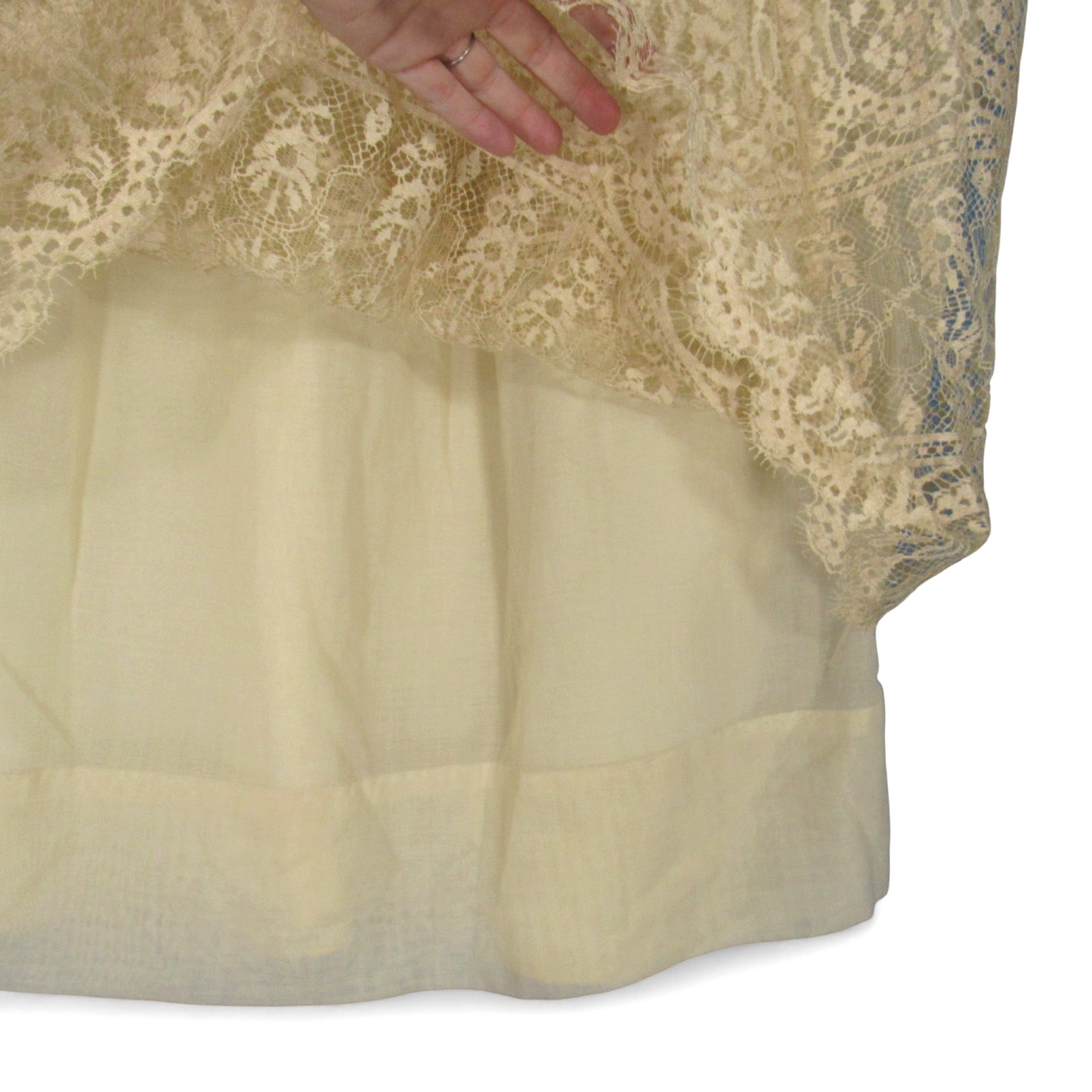 VTG JOY STEVENS California LAYERED w/LACE Ivory COTTAGECORE Wedding Dress 9/10