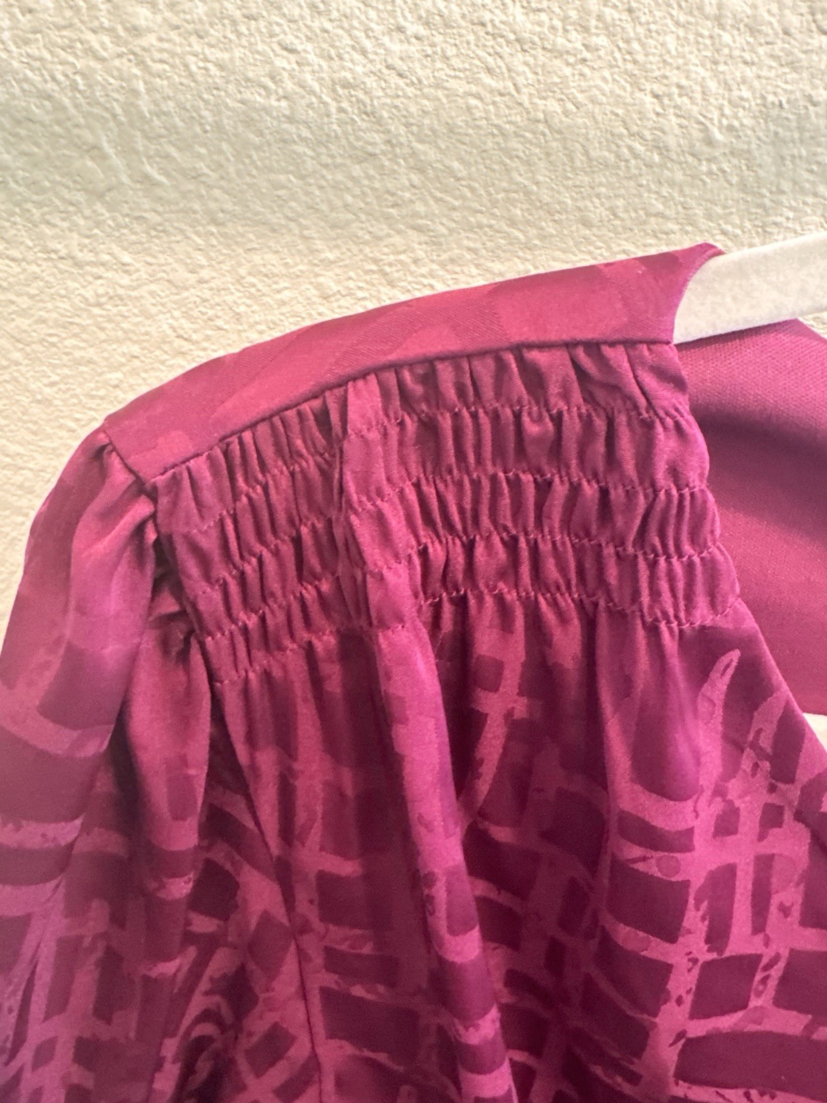 Vintage Purple Patterned Short Sleeve Dress Tie Waist Button Front Regular Size