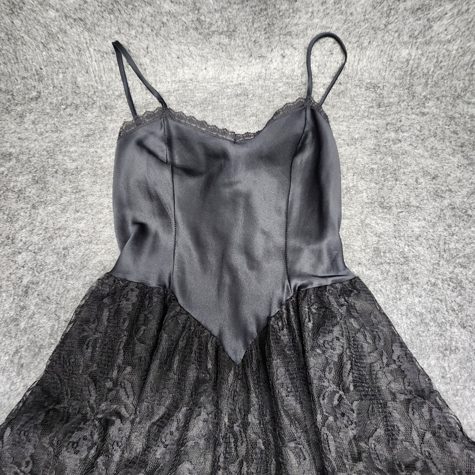 Undercover Wear VTG Nightgown Full Sweep Lace Black Whimsygoth Union Made Small