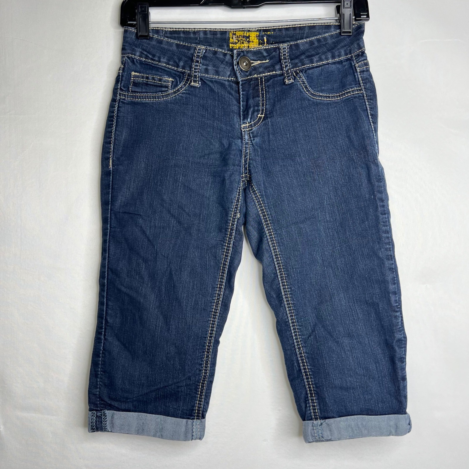 Rustic Denim Jorts Women Sz 4 Cuffed Low Rise Dark Blue Skater Streetwear 90s