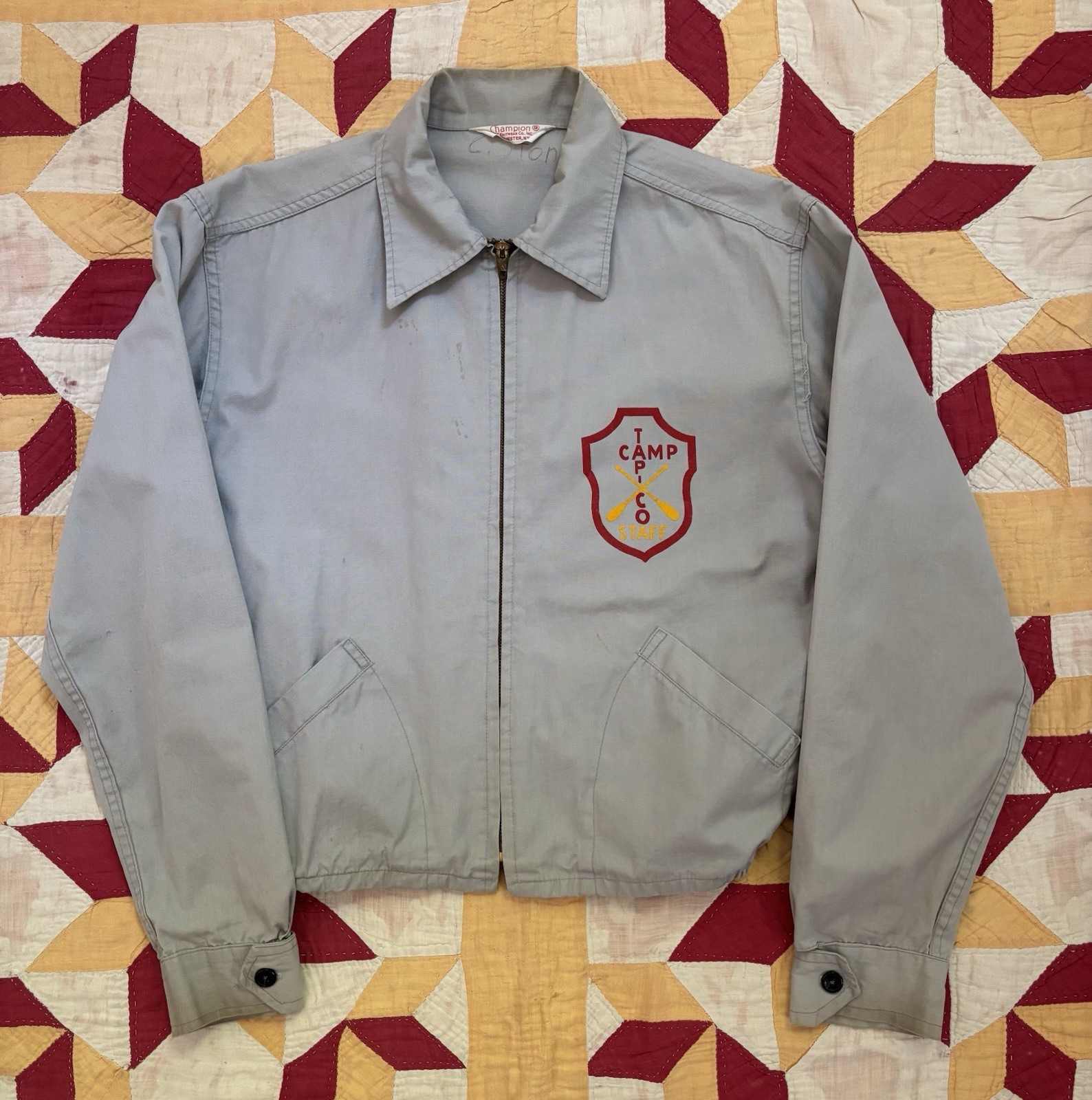 Vintage 60s Champion Zip Jacket Size Small Camp Tapico Kalkaska Michigan
