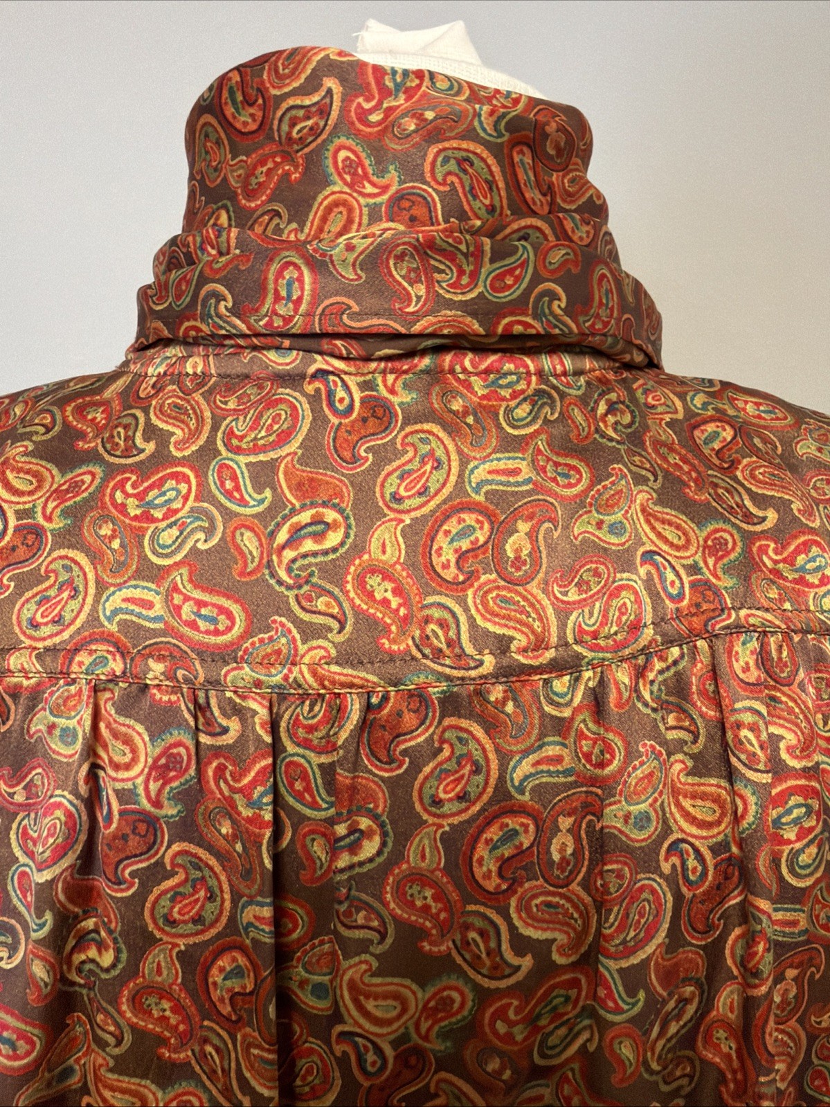 Vintage 1980&rsquo;s ESCADA Copper Brown Orange Paisley Print Silk Blouse Germany SRB