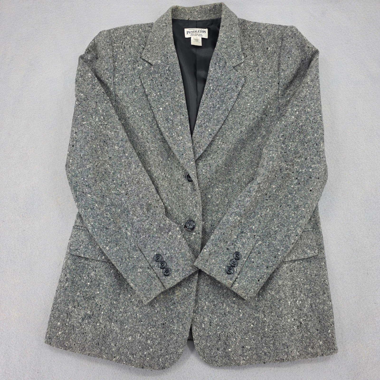 Pendleton Vintage Grey Donegal Tweed Wool Pant Suit Blazer Trousers Size 14 USA