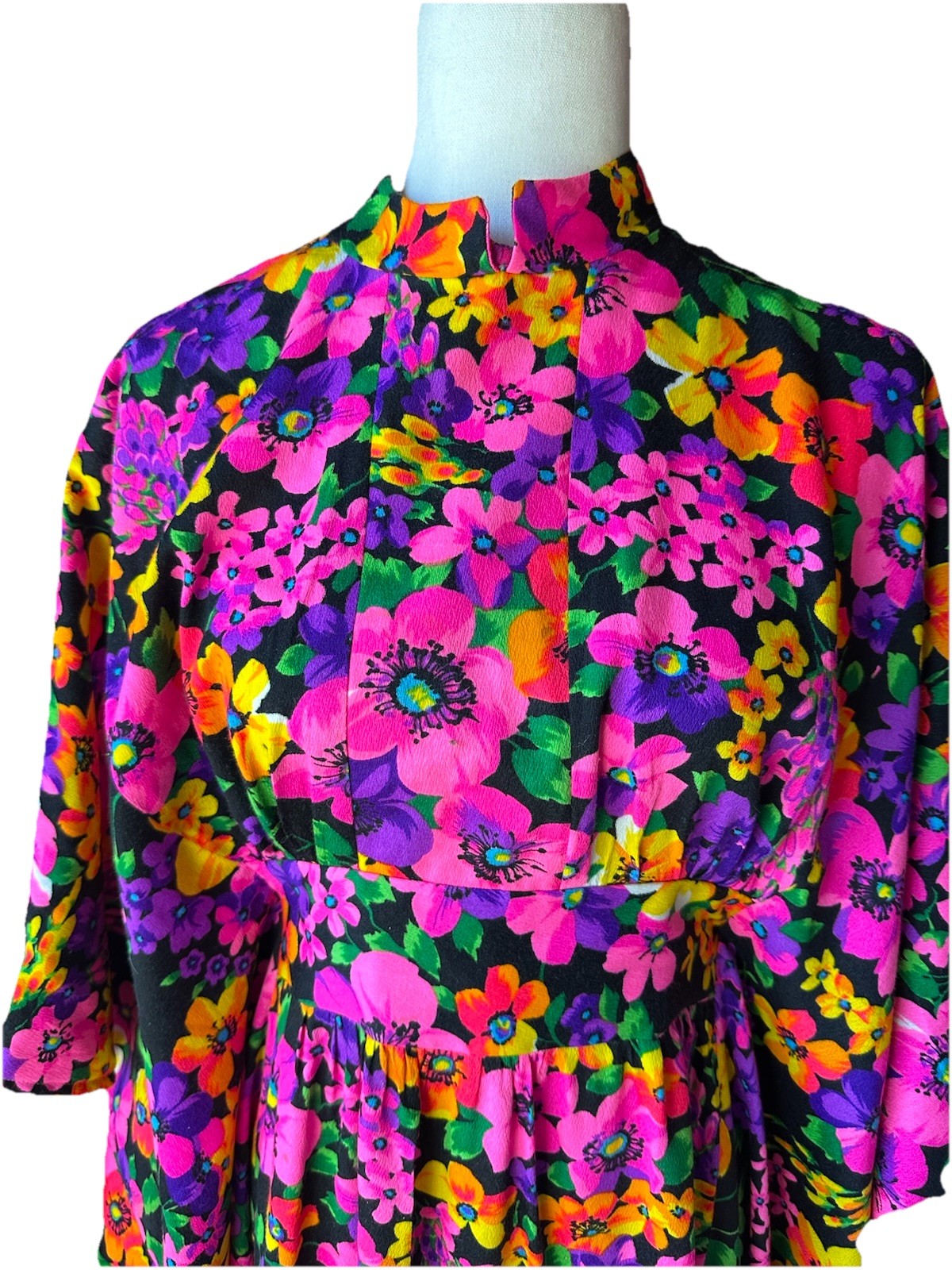 Vtg 60s/70s Hawaiian Psychedelic Floral Caftan Kaftan MUMU Maxi Dress One Size