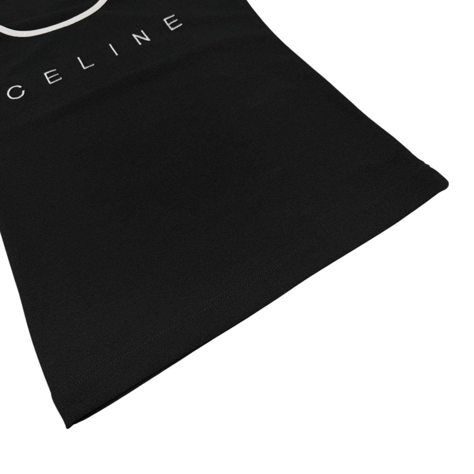 CELINE Vintage Logo Tank Top #38 Black White Polyester Sleeveless 902071
