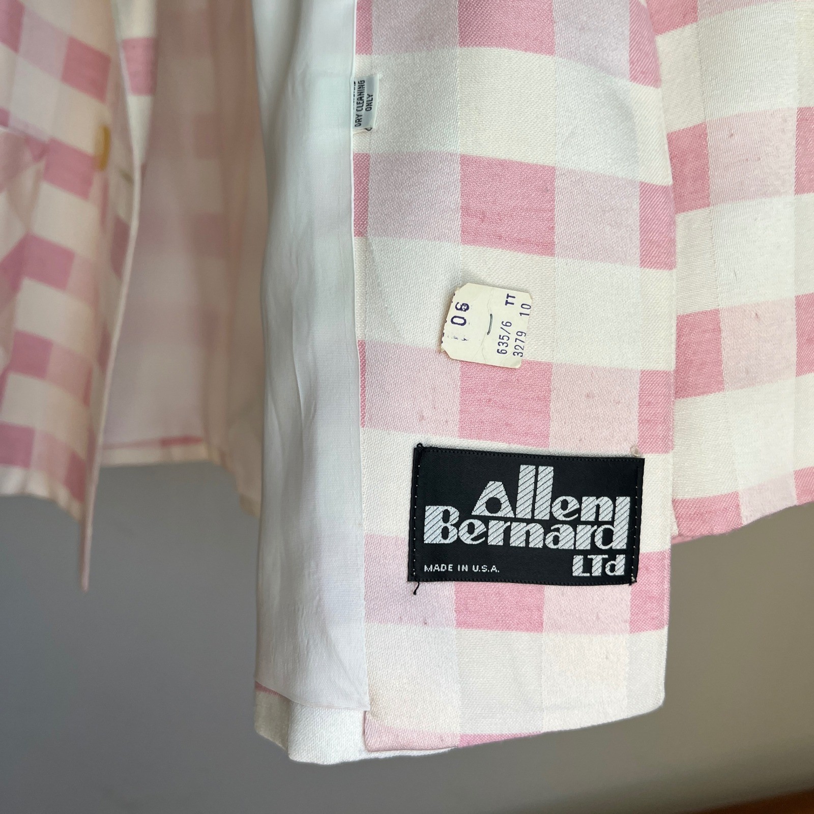 Vintage 1980s Blazer Pink White Gingham Check Double Breasted Jacket Avant Garde