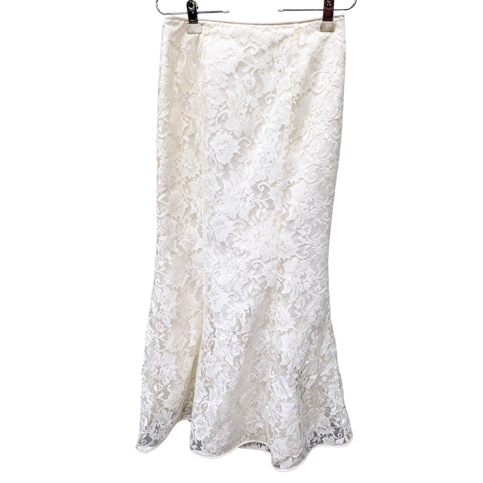 Vinrage 90s Scott McClintock Cottage Cream Floral Lace Mermaid Maxi Skirt- 8