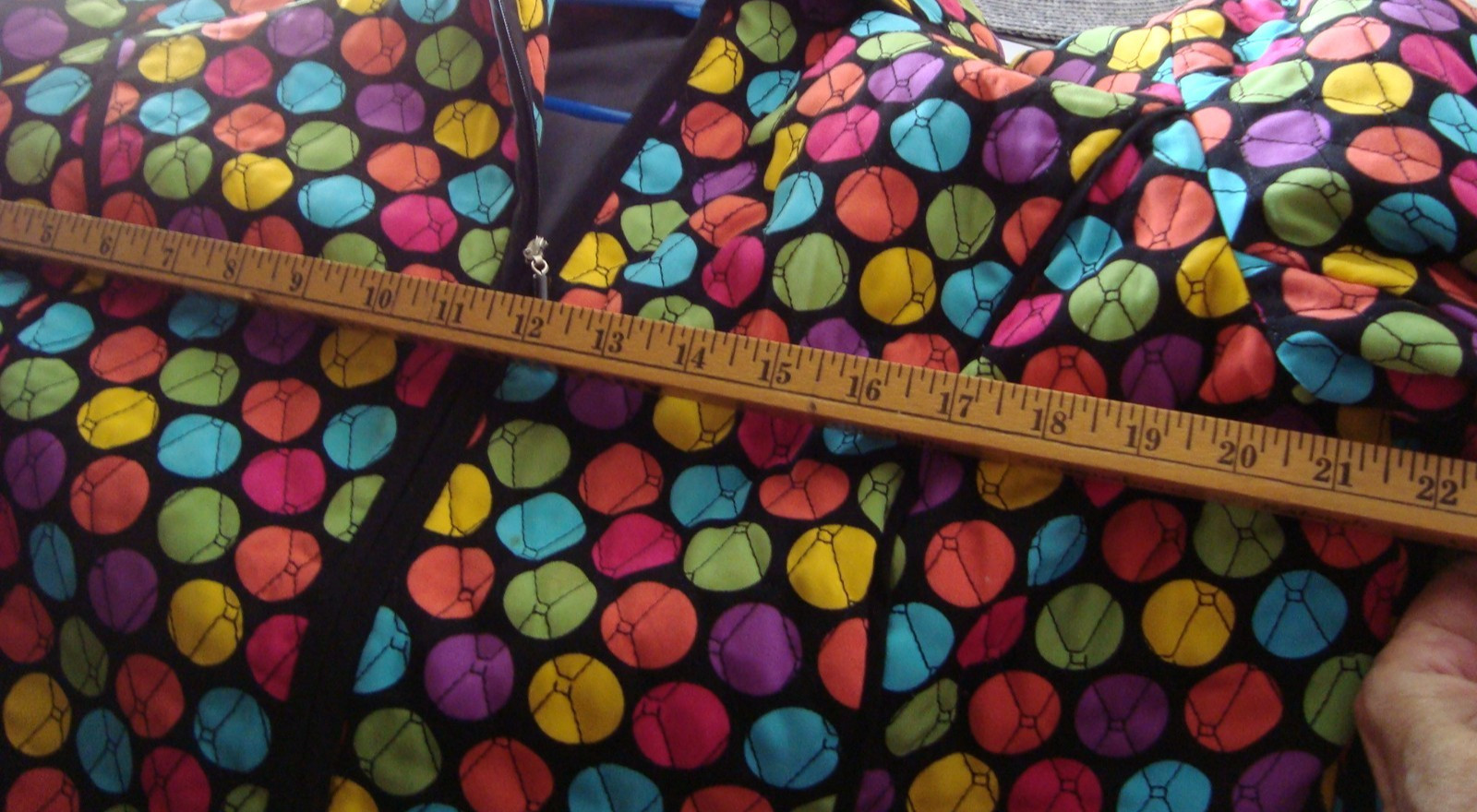 Vintage RQT ART TO WEAR Jacket*Multi Color « Baseball »Polka Dots*XL*Lined*Quilted