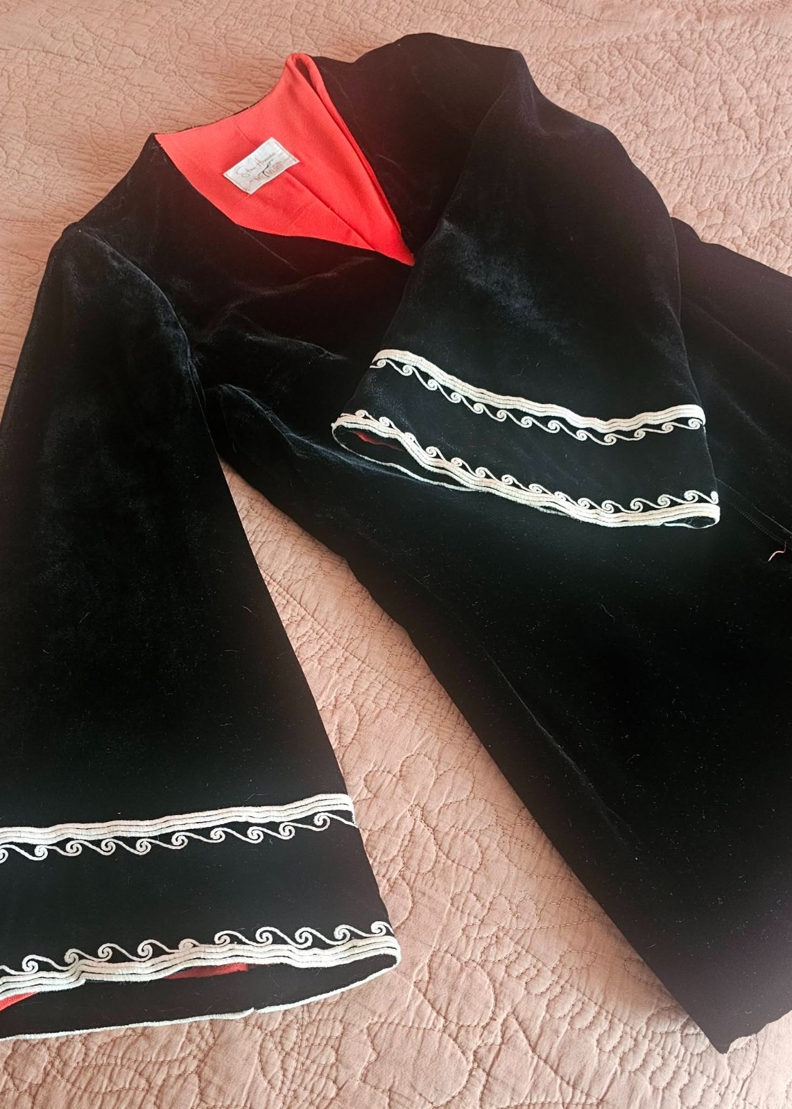 Stan Herman Mr Mort Vintage Cape Jacket Mid Century Velvet Designer Clothing 6 8
