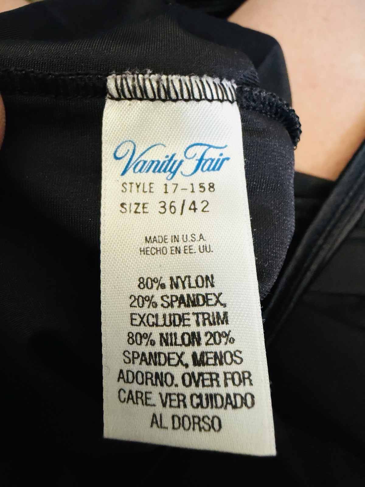 Vintage 80s Vanity Fair Black Stretch Camisole Size: 36/42