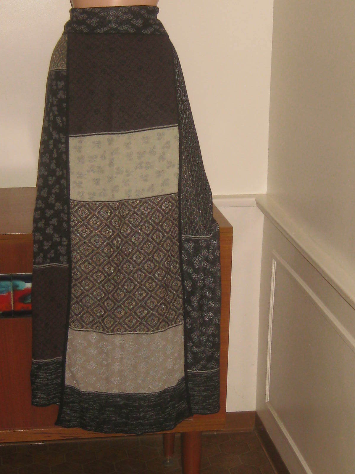 vintage KENZO Paris MAXI Panel SKIRT Multi Japanese Print xl