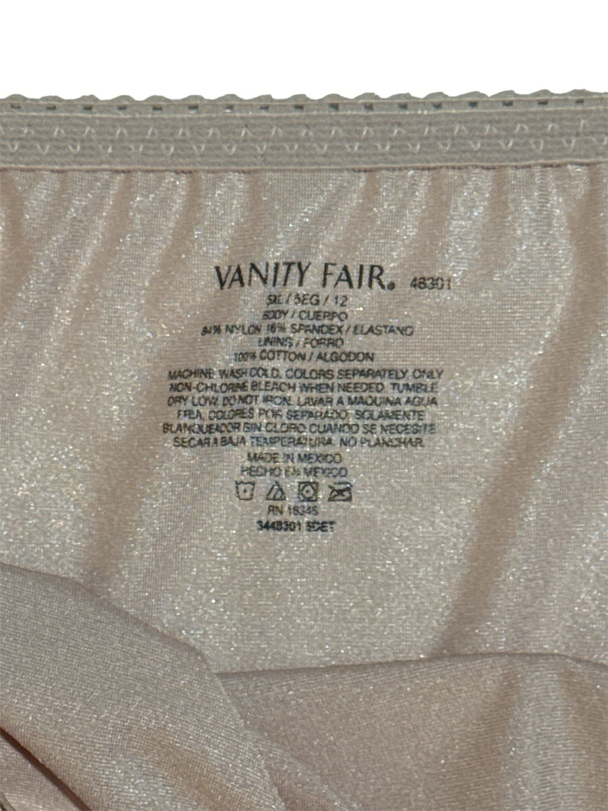 Vanity Fair Second Skin Panties 48301 Liquid Smooth Satin Hi-Cut Women’s 12/5XL