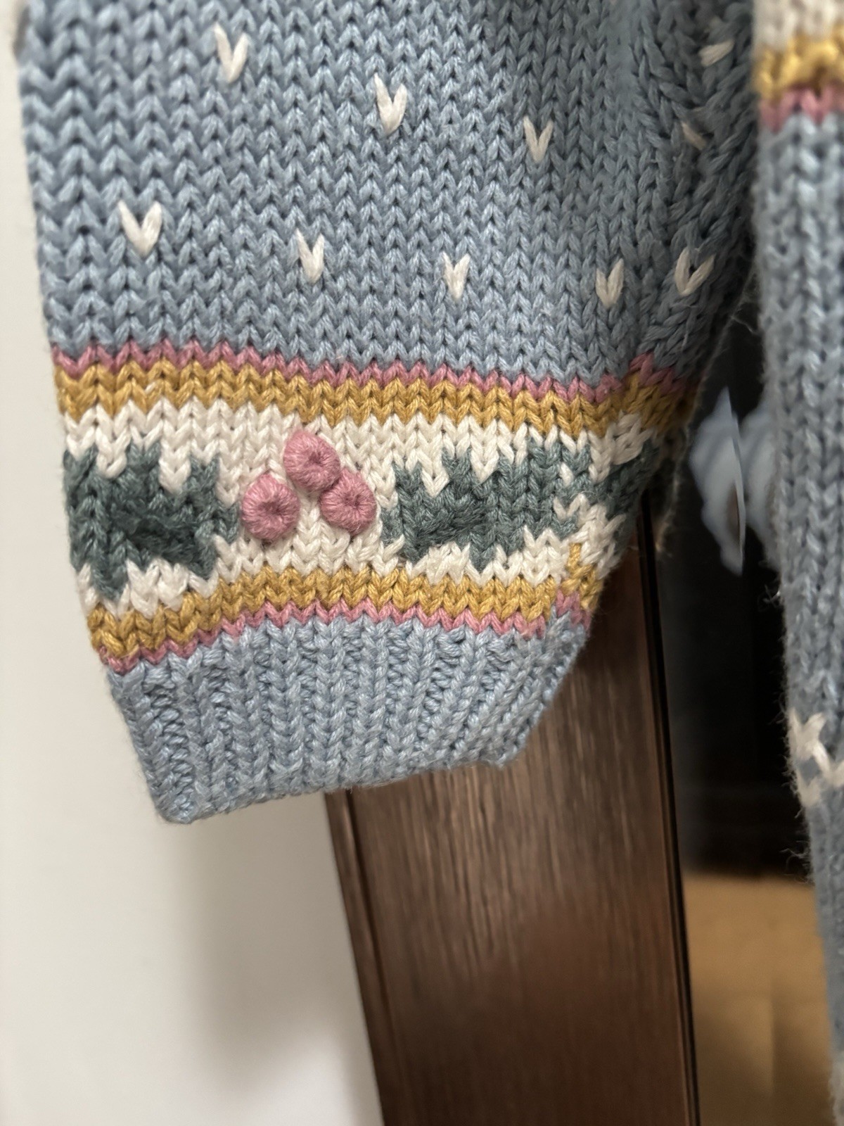 VTG 1990’s Signatures By Northern Isles Pastel Santa Cardigan Hand Knitted Sz M