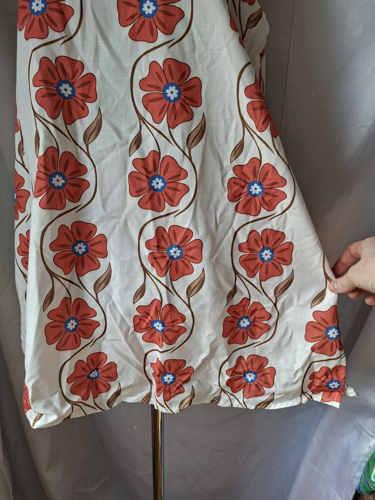 Vintage 60s 70s Mod Flower Power Mini Dress Retro Floral A-Line Shift Dress US 8
