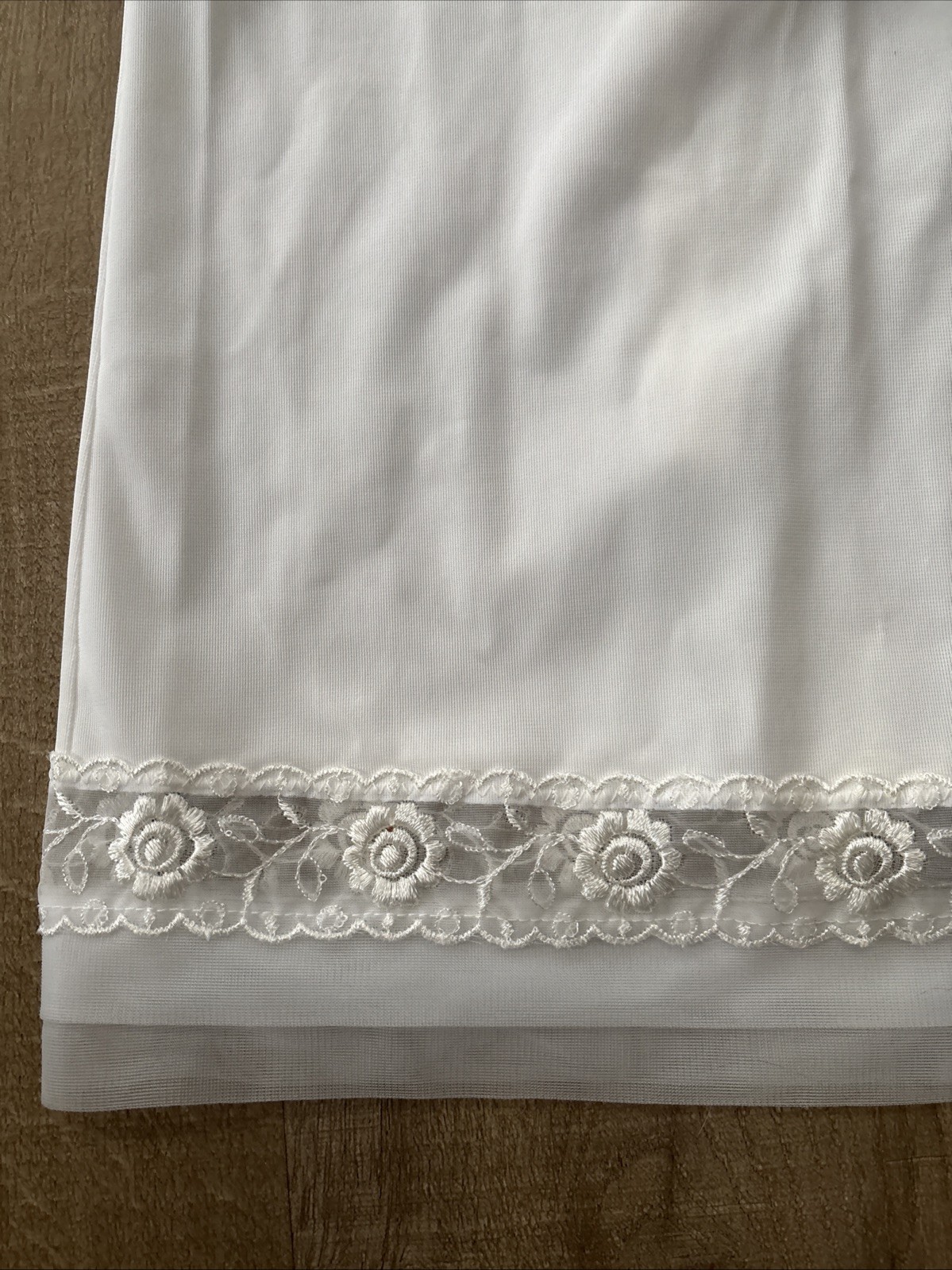 SEARS Tailored White Slip With Shadow Panel, Size 36 Lace Trim Adjustable Straps