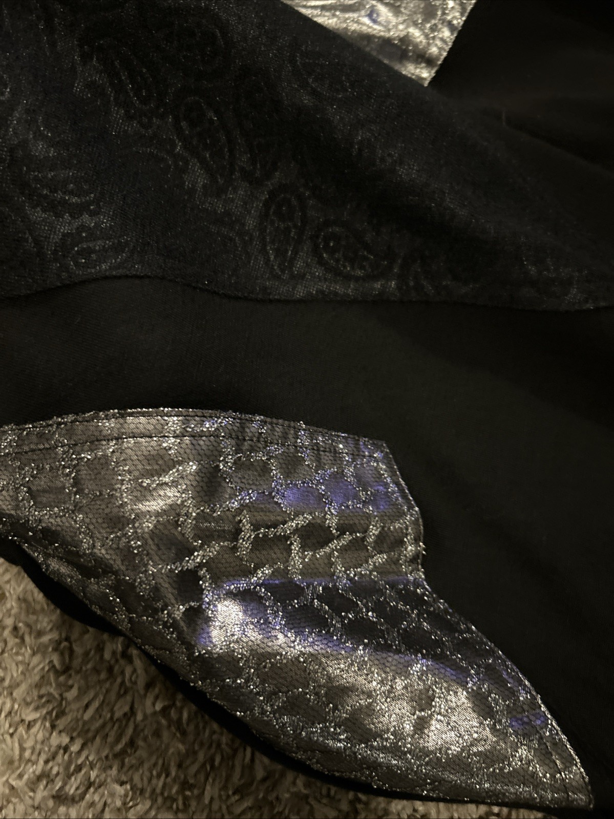 VTG Leadermode 2pc Skirt Set M Black Silver Metallic 80s 90s Goth Party Edgy