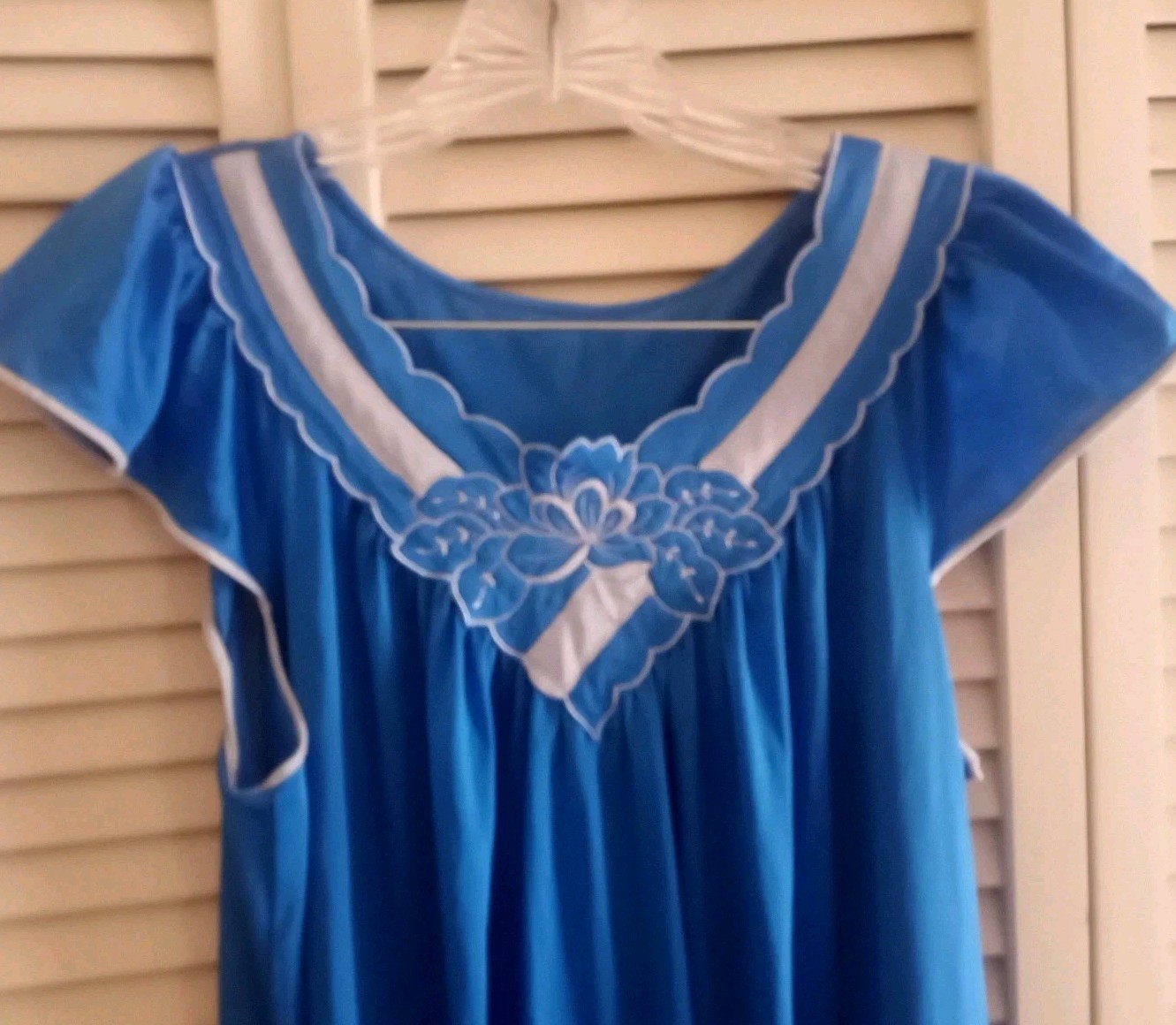 Vintage Shadowline Gown & Robe Set~ Royal Blue Long Length (52&Prime;) Nylon Size Sm