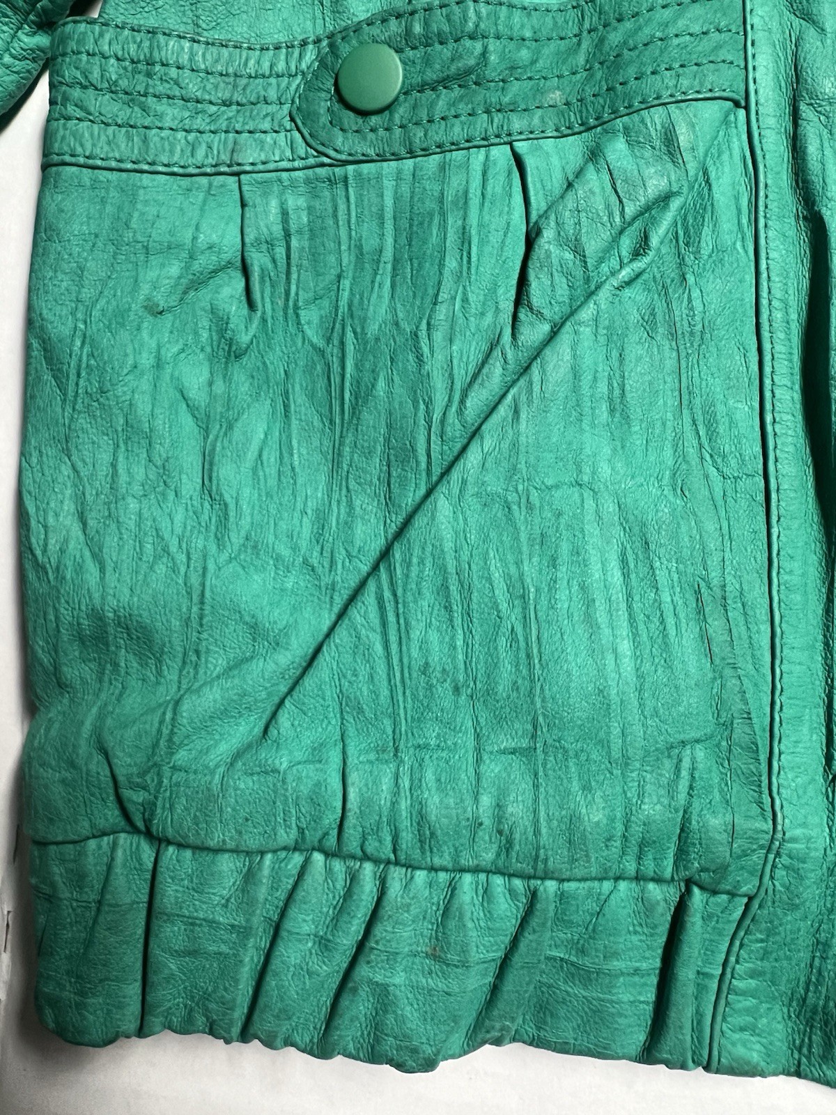 Vintage 80’s Split End Ltd. Leather Jacket Women’s Size 13/14 In Green