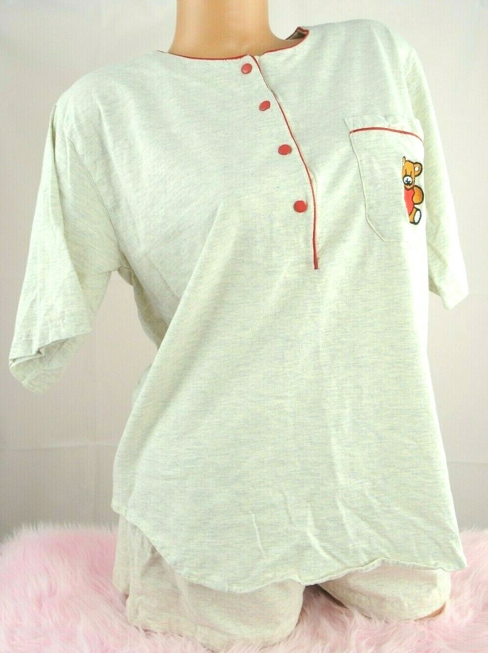 VTG NWOT SISSY embroidered cotton soft top sleep shirt shorts pajama set S M L