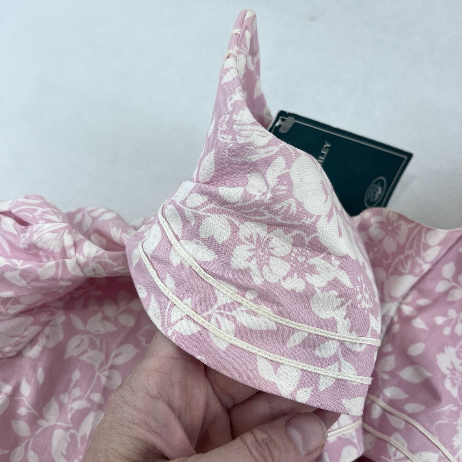 Vintage 80s LAURA ASHLEY NEW Dress Pink Floral Sailor Puff Sleeve 12