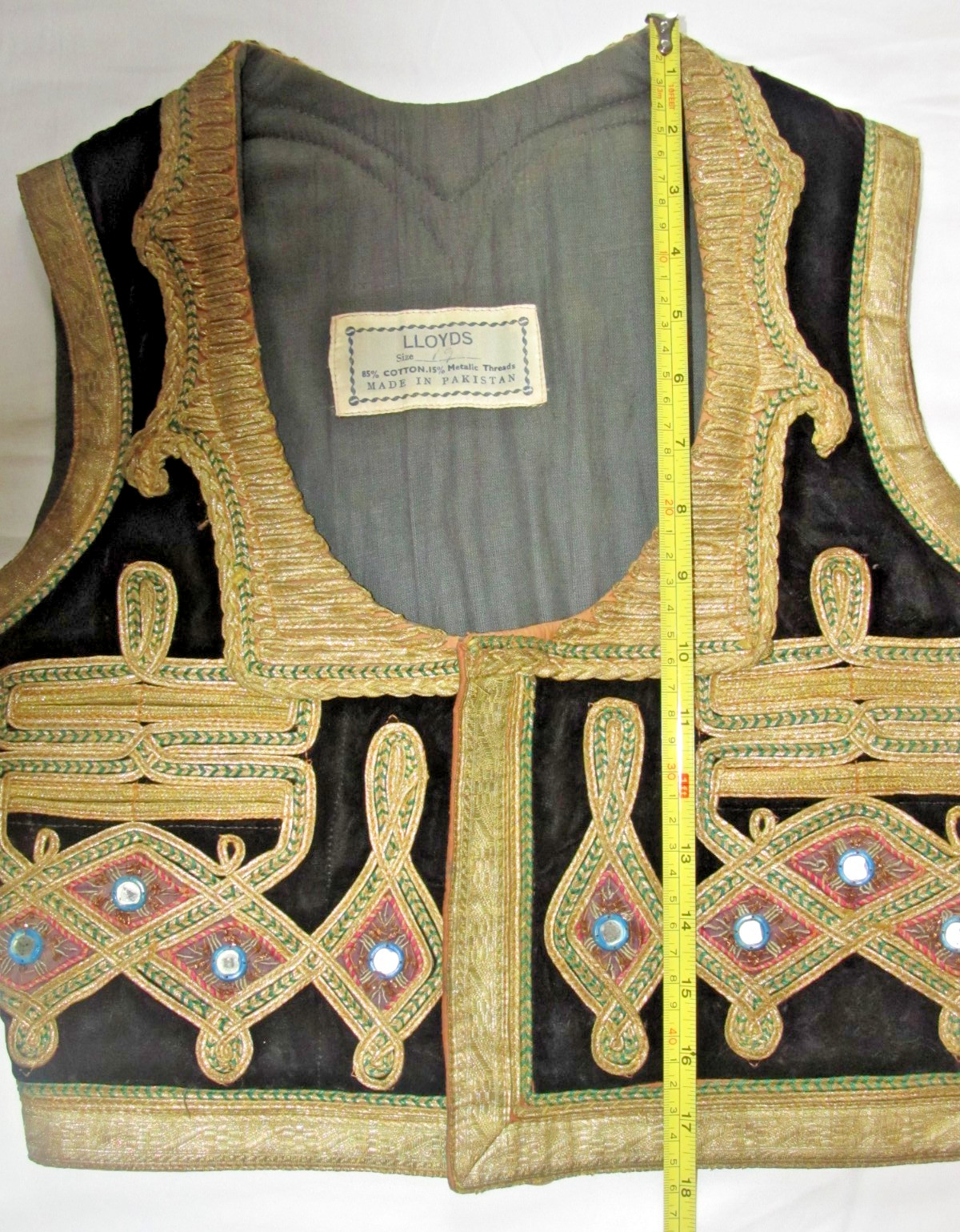 Vintage Turkish Vest Hendrix Morrison Style Made In Pakistan Velvet Gold Lloyds