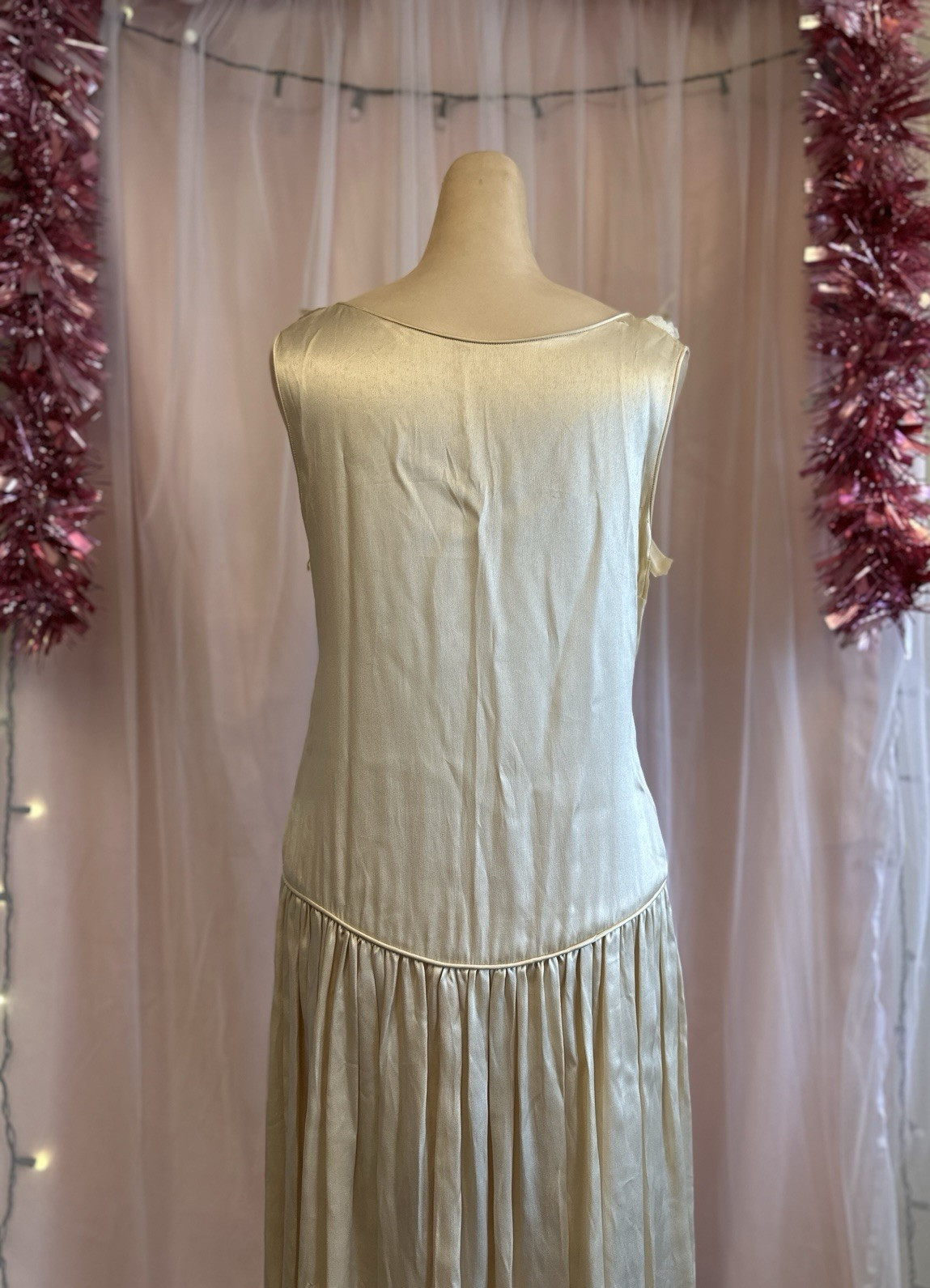 Vintage Antique 20s Flapper Wedding Dress Ivory Lace Drop Waist As Is S