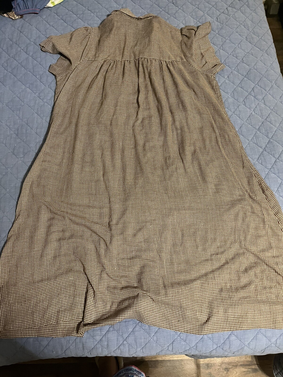 vtg MODELS COAT Mod checkered Duster Day House Dress Robe 1/2 Snap Very Thin Owl