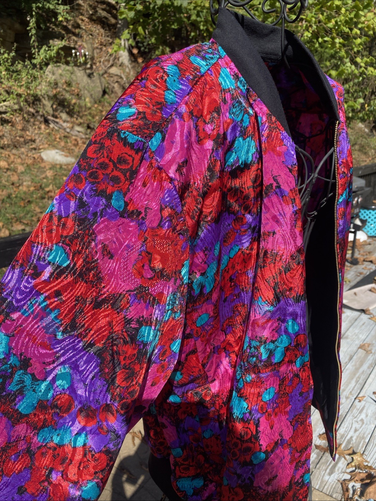 Vintage Polyester Maygene Floral Zip Up Windbreaker Jacket Size M
