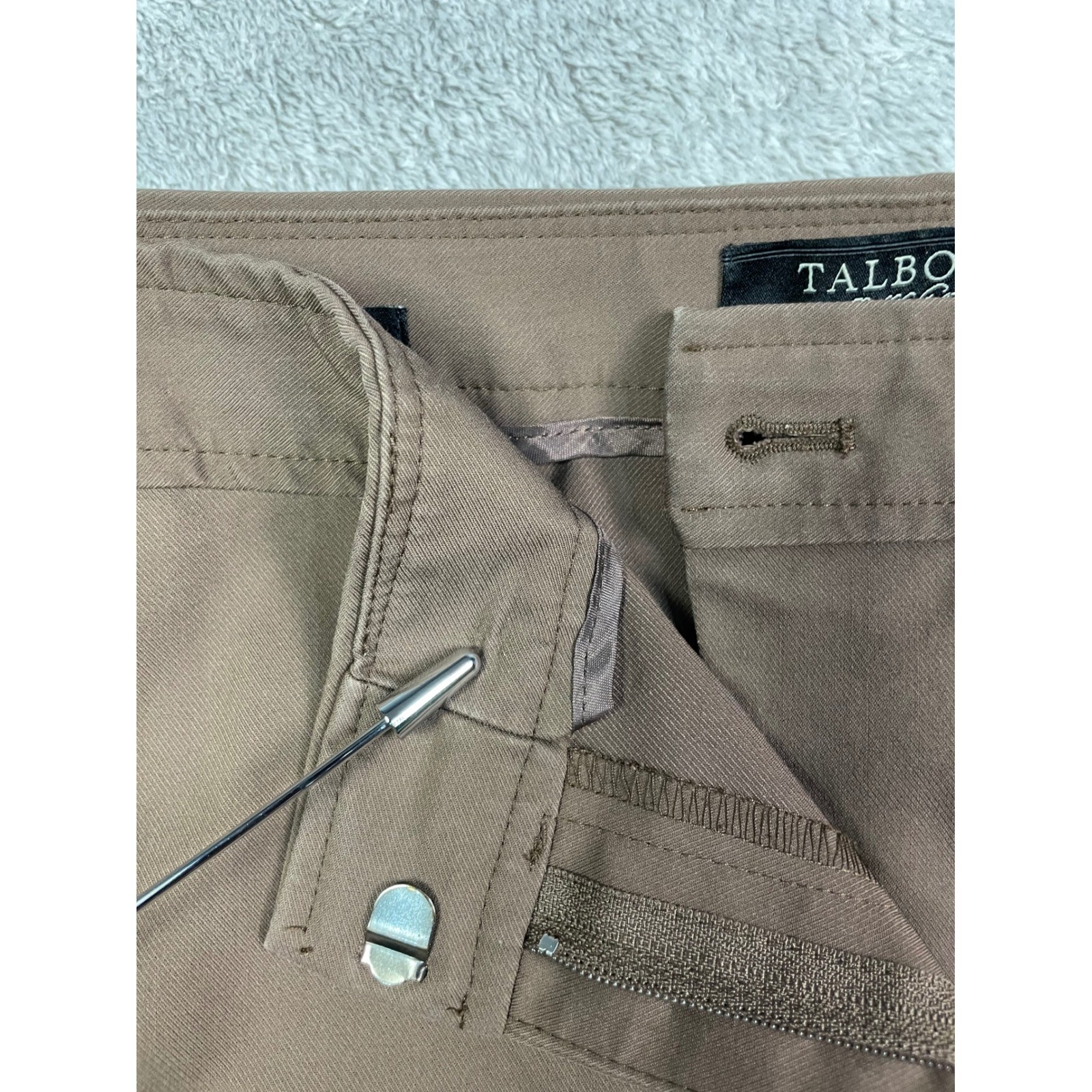 TALBOTS Heritage Ankle Pants 14P Petites Brown Cotton Blend Stretch Work Flaw