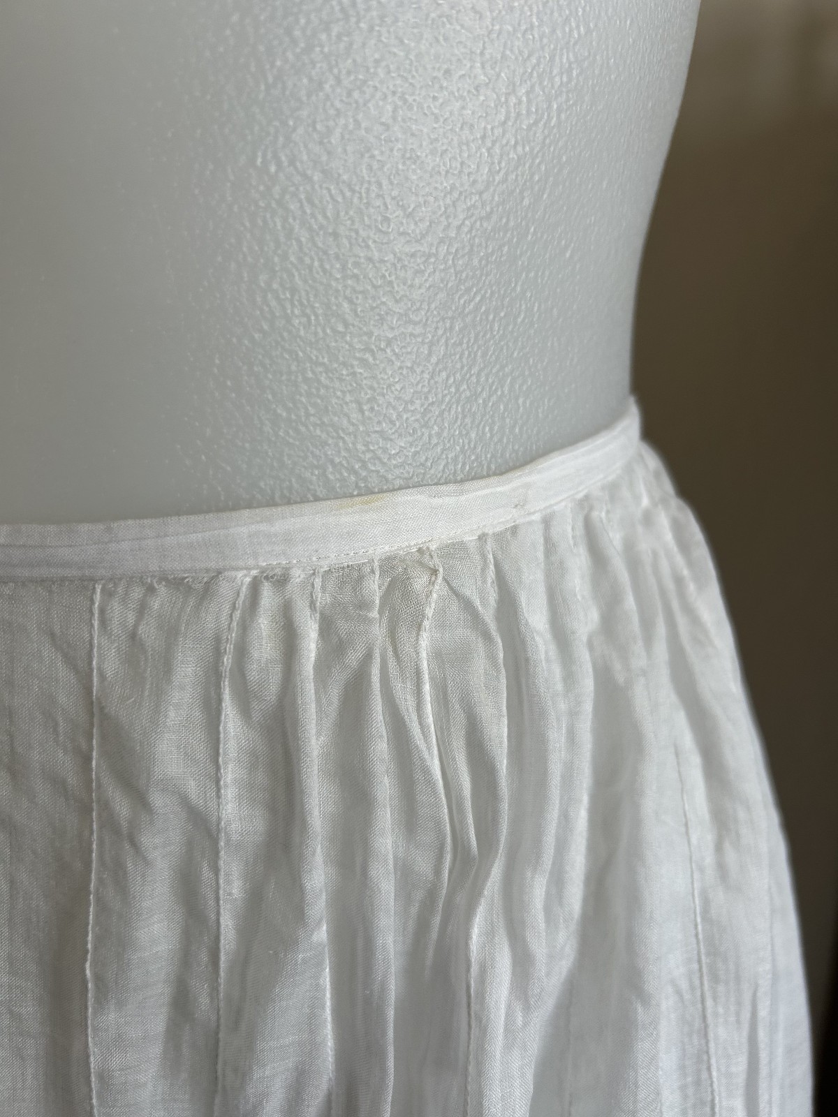 Antique Victorian Edwardian Cotton Lawn Skirt Sheer White Lace Petticoat VTG SM