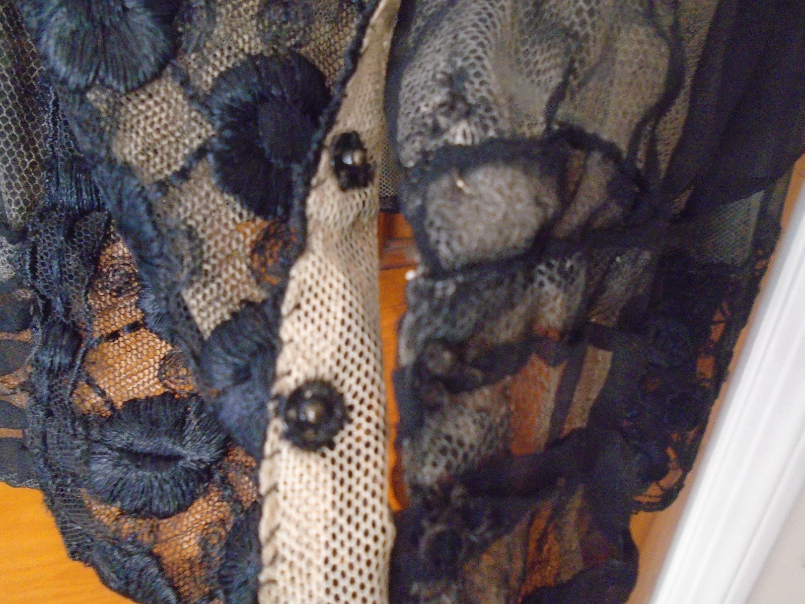 ANTIQUE 1910&rsquo;s 20&rsquo;s EDWARDIAN BLACK SHEER MESH BLOUSE LINED SOUTACH TRIM Sz S-M