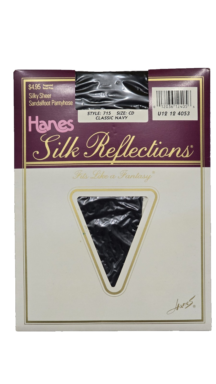Vintage Hanes Style 715 Silk Reflections Silky Sheer Pantyhose,Classic Navy, CD