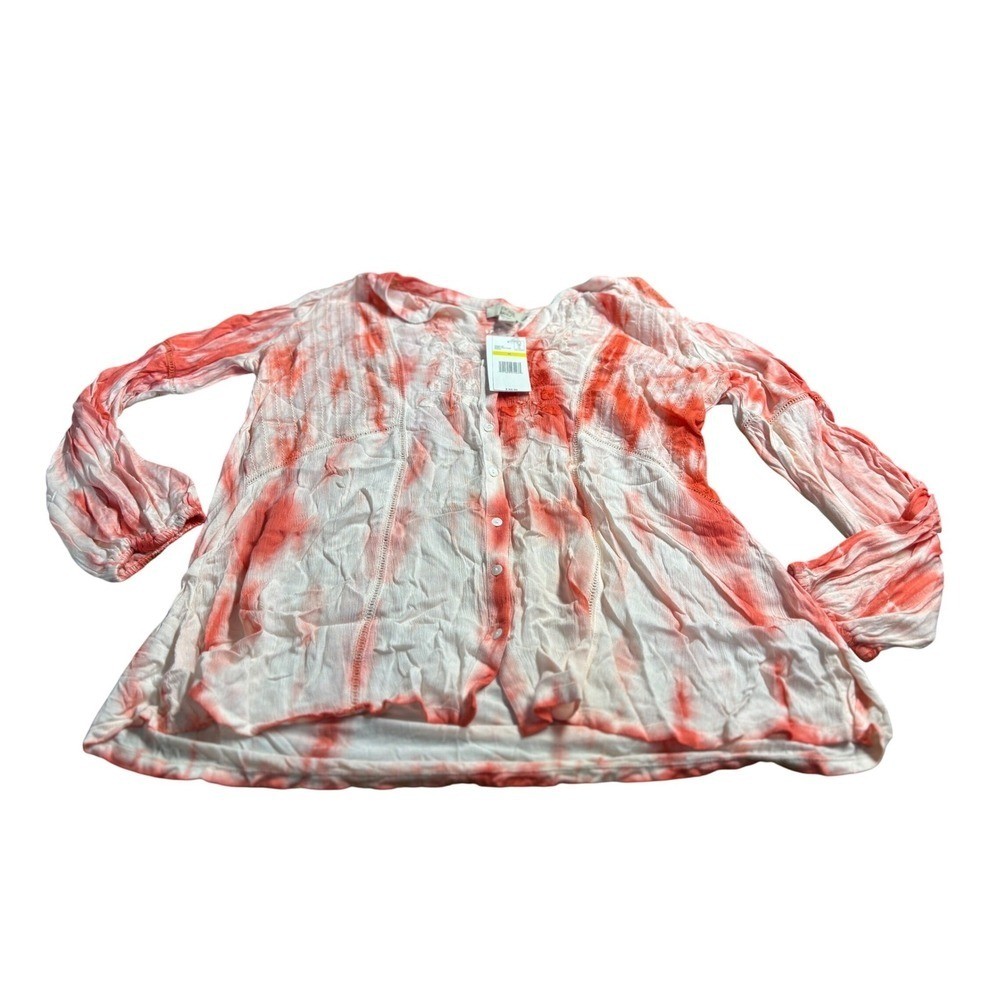 Vintage America Size Medium Tie Dye Embroidered Button Up Shirt Top