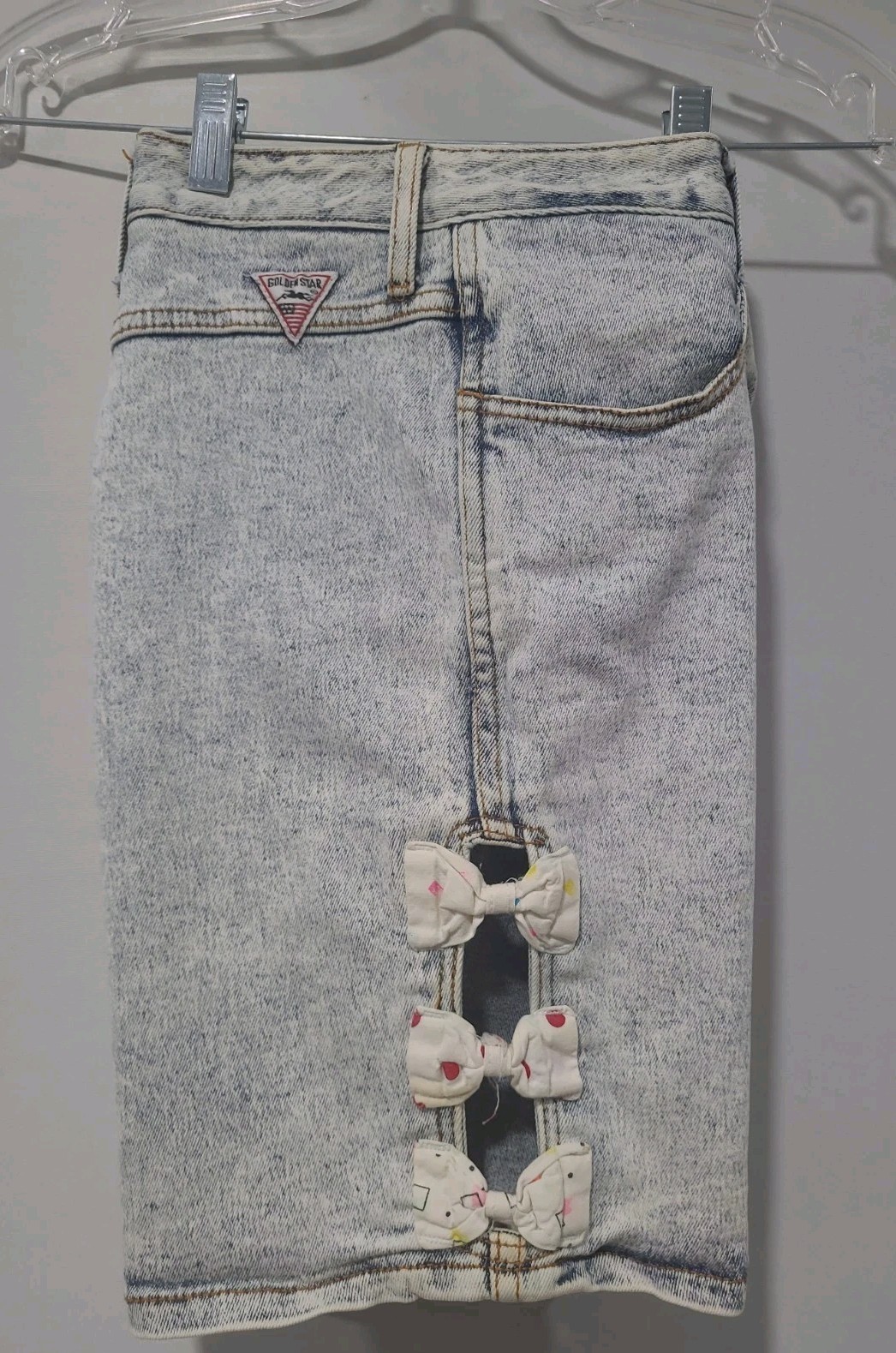 Vintage Golden Star High Rise Acid W Jean Shorts Junior 13/14 Lace Heart Inserts