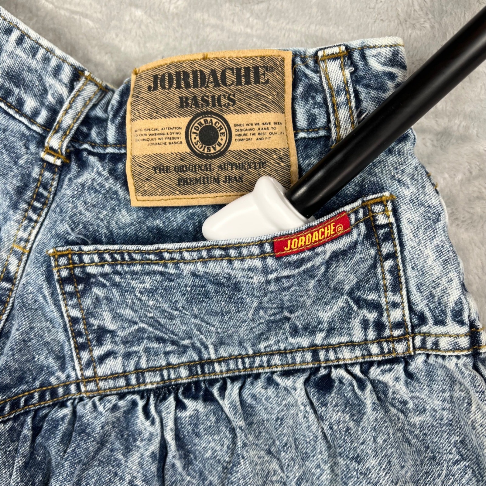 Vintage 80&rsquo;s Jordache Basics Acid Wash Denim Midi Skirt High Waist Pleated 5/6