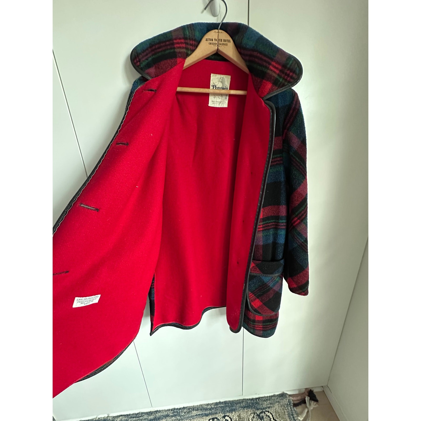 Womens Wool Plaid Coat M Made USA Equestrian Country Side Classic Mod Preppy