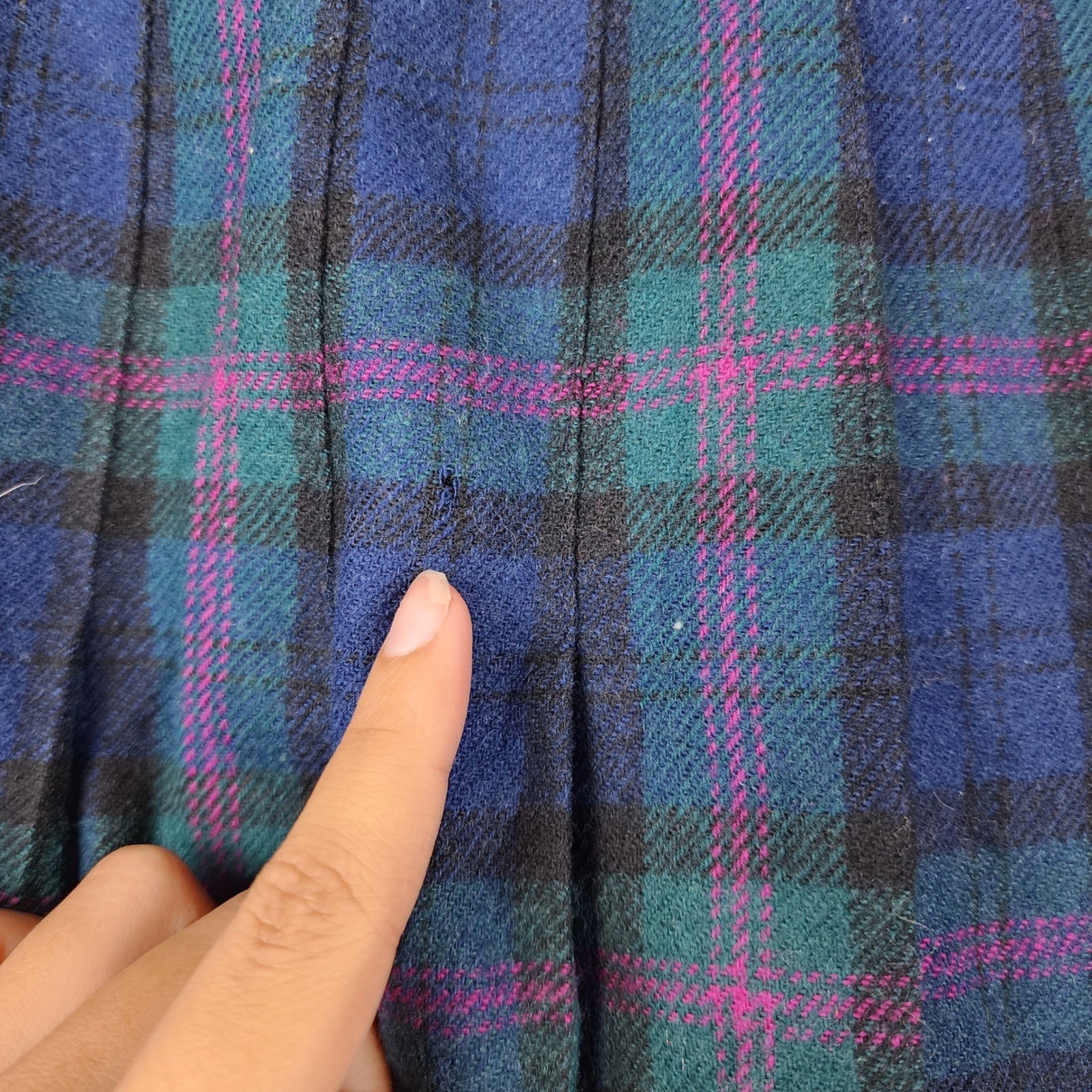 Pendleton Pleated Maxi Skirt Women 10 Blue Green Bailey Tartan Wool Vintage
