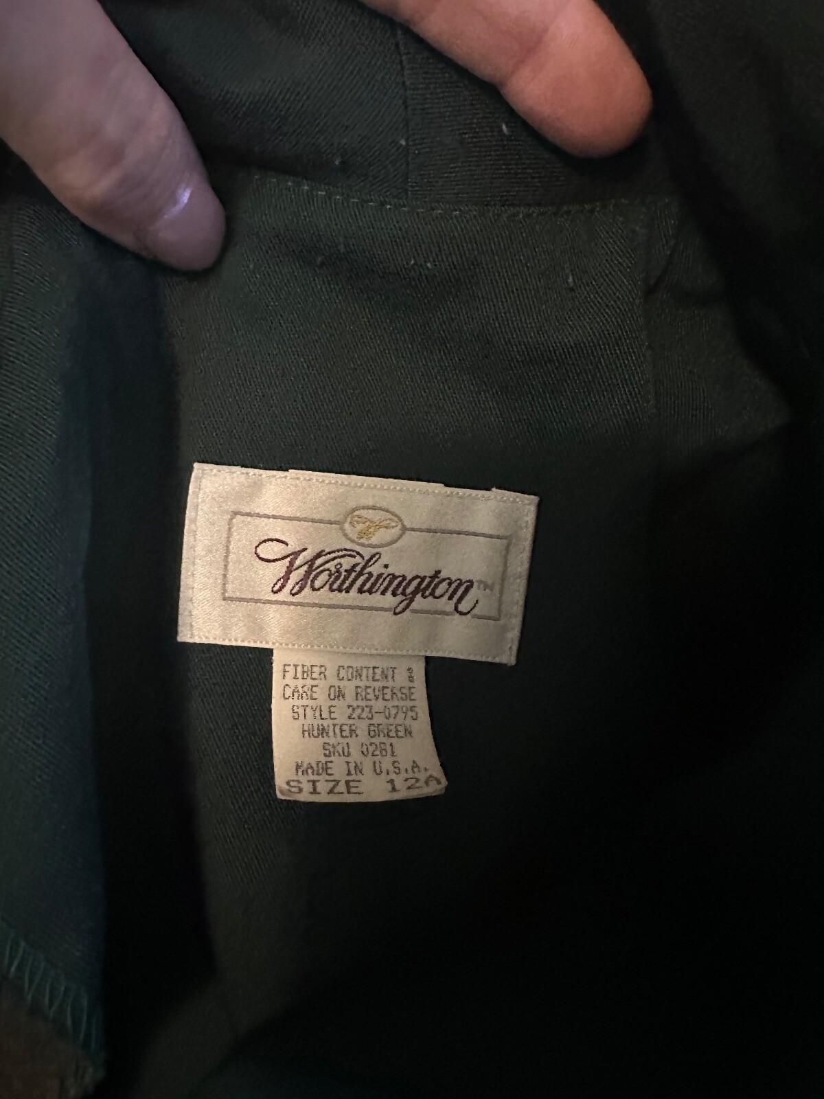 Vintage 80&rsquo;s Forest Green Retro button up career business dress size medium