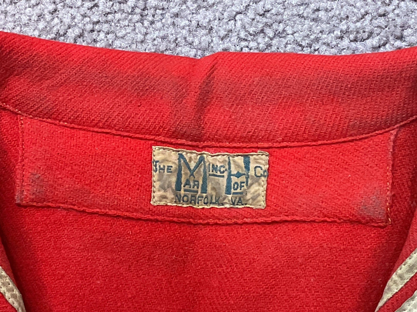 Early 1920’s Red Wool Sailor Style Uniform Shirt Blouse Pullover With Patch