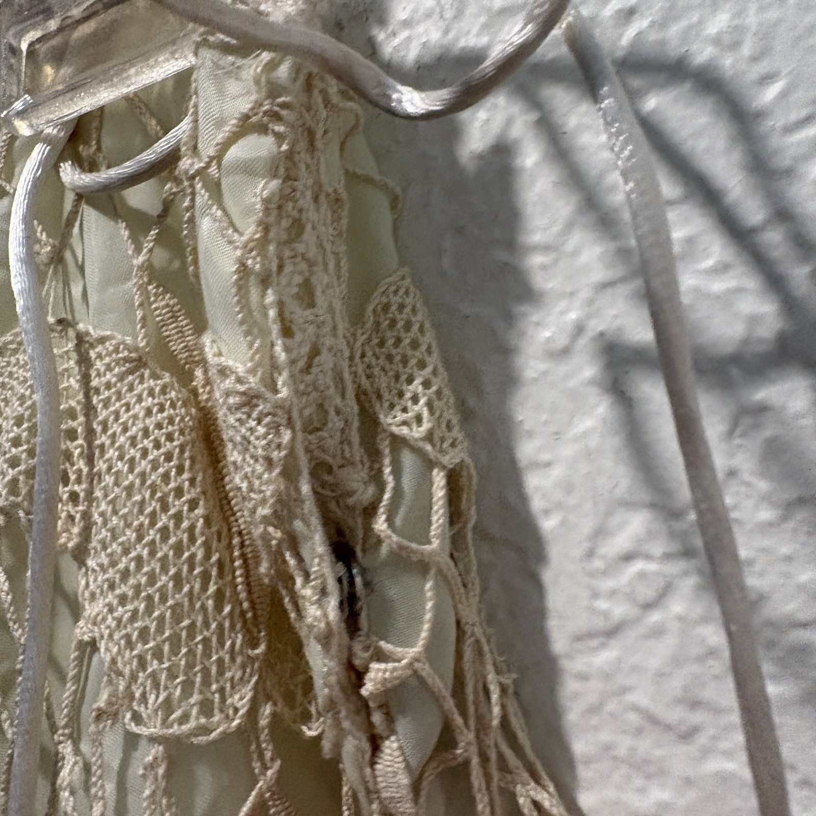 Vintage Handmade Crochet Midi Skirt Cream Size Small Boho Coquette Butterflies