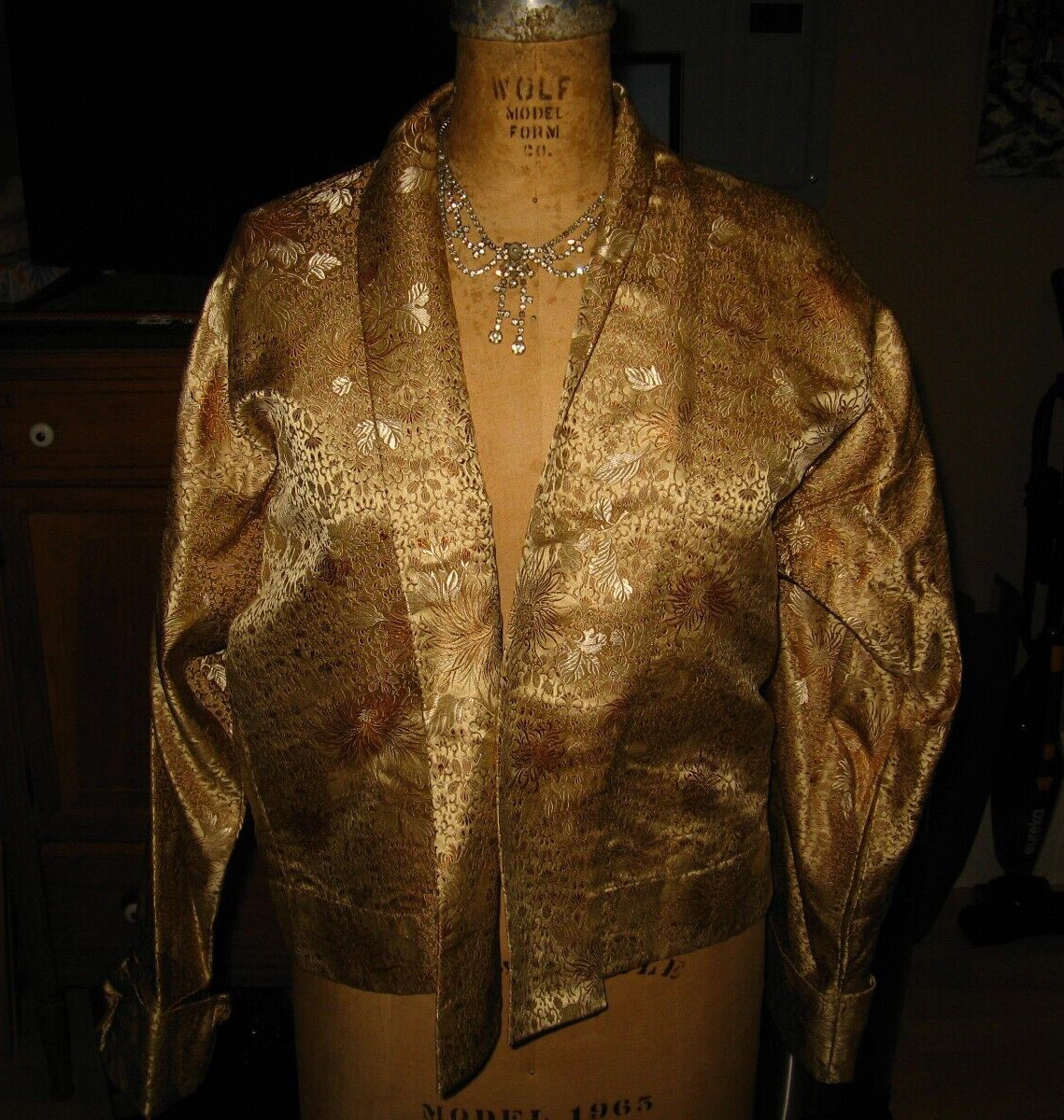 Asian Brocade Vintage 1960&rsquo;s Gold Waist Jacket – Mid Century Women&rsquo;s Top Lg/XLrg