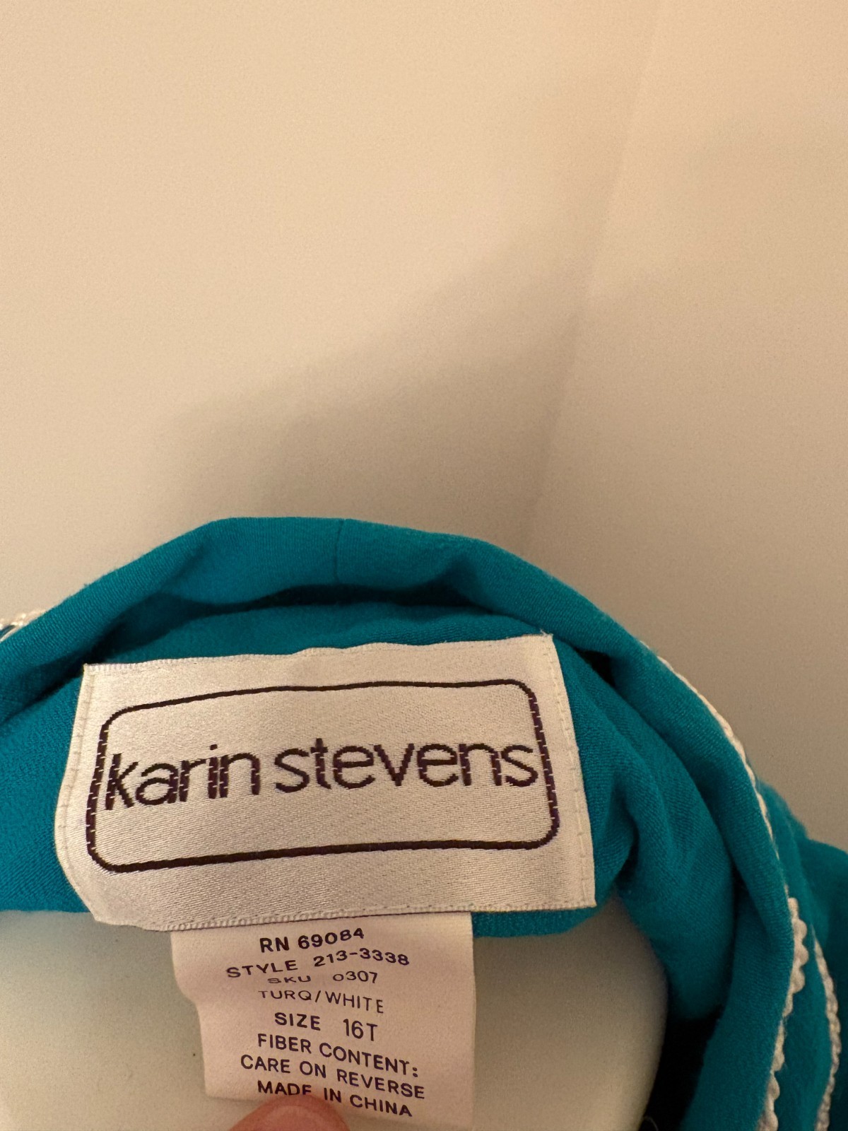 Vintage Karin Stevens Turquoise Western Style House Dress Size 16T *Sm Hole